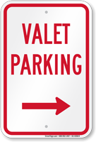 Valet Parking Right Arrow Sign Sku K R