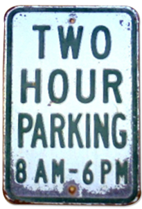 Two hour parking sign from the 1930s