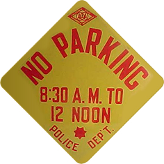Yellow No Parking Sign