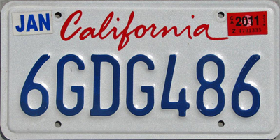 California Standard License Plate
