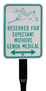 Expectant Mothers Parking Sign With Funny Stork