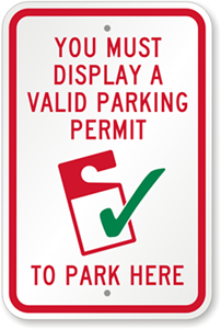 Permit Parking Sign with Check Graphic
