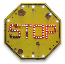 Reflective yellow stop sign