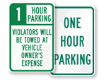 1 Hour Parking Signs