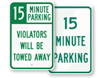 15 Minute Parking Signs