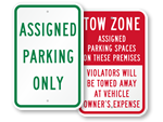 Tow Zone Sign | Assigned Parking Spaces On Premises Sign, SKU: K-8705