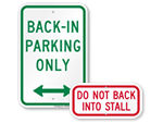 Back In Parking Signs