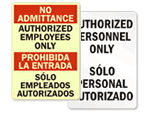 Bilingual Authorized Personnel Only Signs