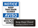 Keep Door Closed Signs