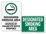 Designated Smoking Area Signs
