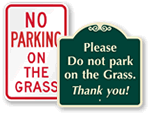 Do Not Park on Grass Signs
