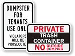 Private Property No Dumping Signs