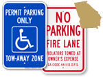 Georgia Parking Signs, Fire Lane Signs and Other Regulated Signs