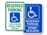 Handicap Permit Required Signs