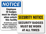 ID Badges Required Signs