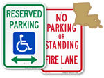 Louisiana Parking Signs, Fire Lane Signs and Other Regulated Signs