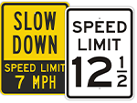 Low Speed Limit Signs (4 12 MPH)