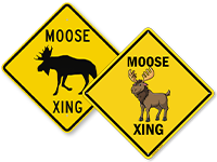Moose and Elk Crossing Signs