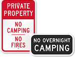 No Camping Allowed Signs