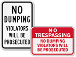 No Dumping Signs