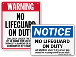 No Lifeguard Signs