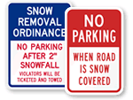 Snow Warning Parking Signs