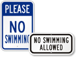 No Swimming Signs