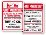 Permit Required Tow Away Signs