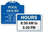 Pool Hours Signs