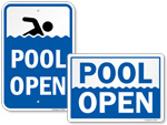 Pool Open Signs