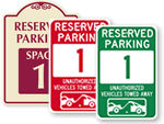 Reserved Parking Spot Signs