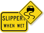 Slippery Road Signs