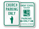 Whimsical Church Parking Signs