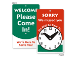 Be Back Clock Signs
