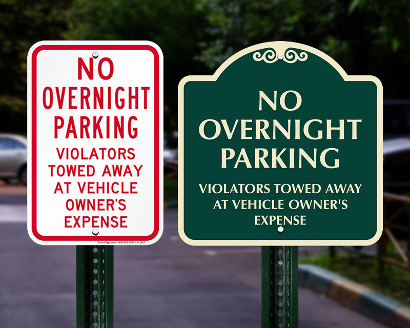 No Overnight Parking Signs Free Shipping from MyParkingSign