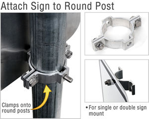 Attach sign to a round post