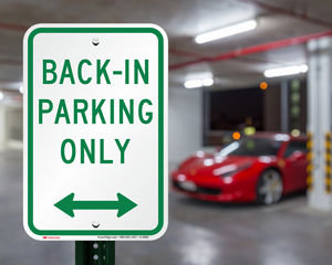 Back-in parking only sign