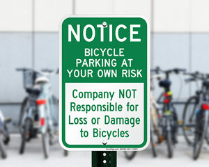 Bicycle Parking Only Please Secure Your 12" X 18" Heavy-Gauge Aluminum Sign