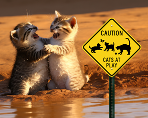 Cats At Play Sign