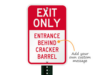 Custom exit sign for parking lots