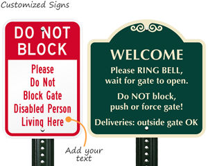 Do Not Park In Front Of Gate Disabled Access Sign 