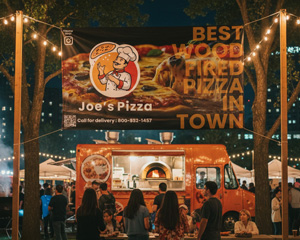 Custom Vinyl Banner Pizza Shop