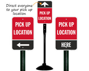 Directional signs to curbside pick up location