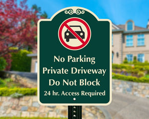 Private driveway no stopping or turning thank you sign polite parking sign 3047