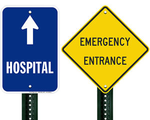 Hospital and Ambulance Entrance Signs
