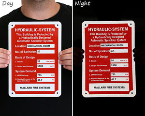 Fire sprinkler identification signs