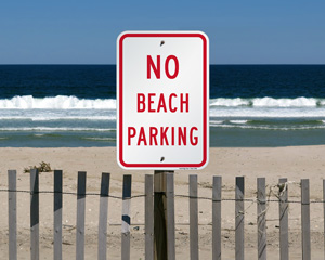 No Beach Parking Sign