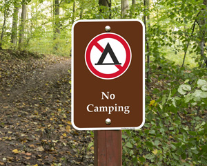 No Camping Allowed Signs