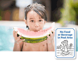 No Food or Drink in Pool Signs