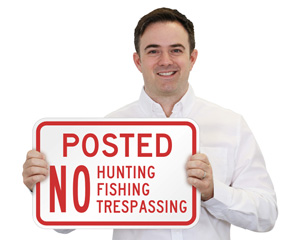 Posted No Hunting Parking Lot Sign